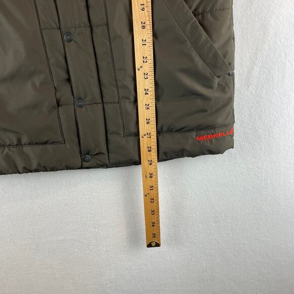 Merrell Opti-Warm Mens Quilted Puffer Vest Jacket Large Brown/Orange Poly EUC - Picture 5 of 7